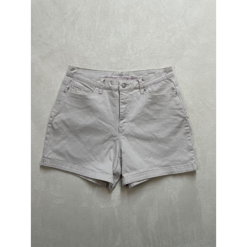 Gloria Vanderbilt Amanda Shorts Beige Khaki Slimming Effect High Rise Size 10